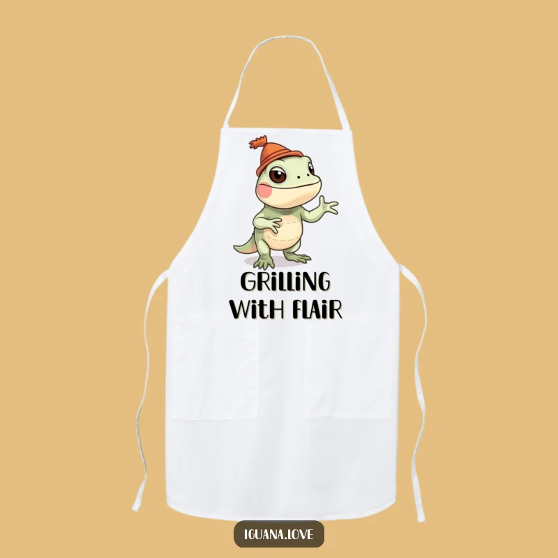 Funny Iguana Apron: Silly Dance Design, Kitchen Fun Gift!