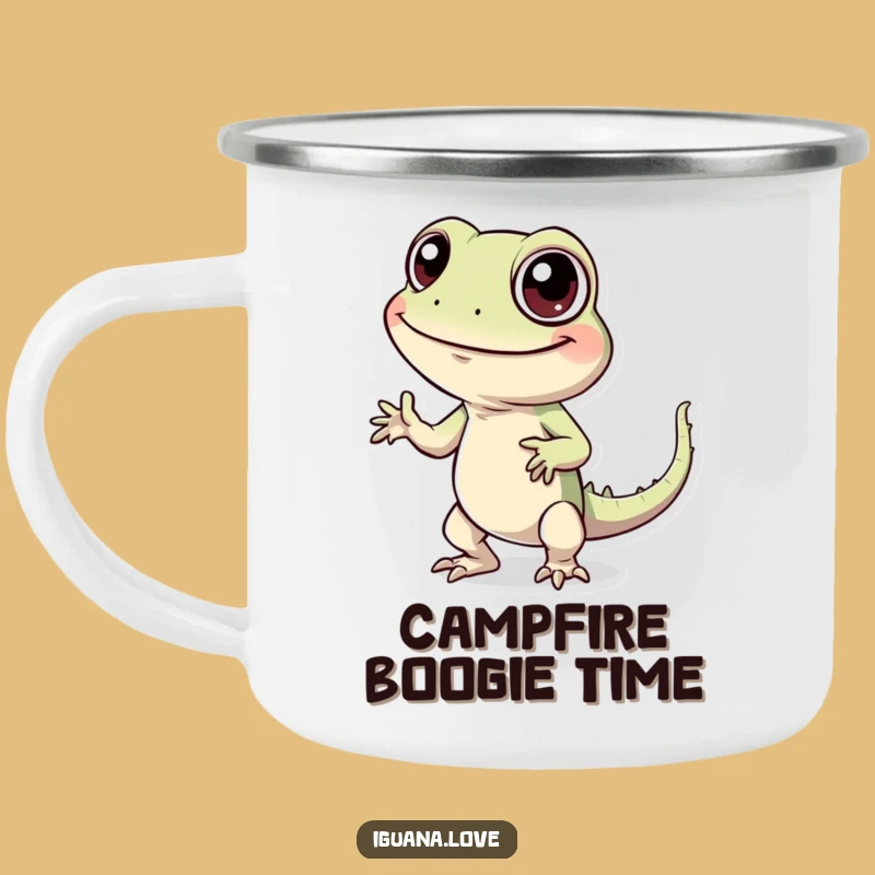 Funny Dancing Iguana Enamel Camping Mug - Cheerful Character Fun Drinkware Gift