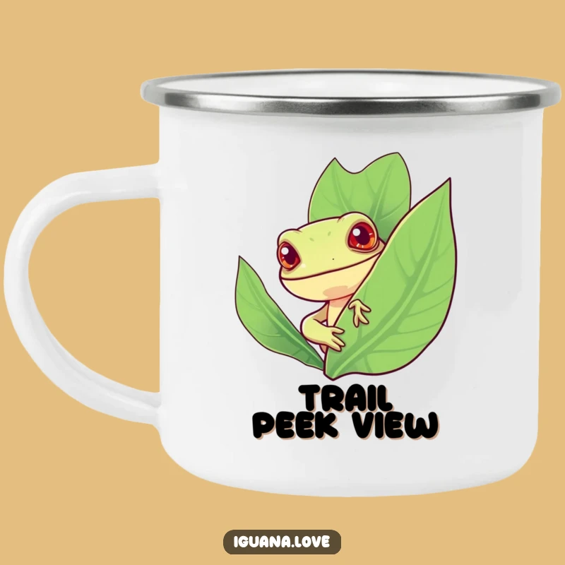 Funny Iguana Leaf Camping Mug: Adventures Fueled by Curiosity and Humor