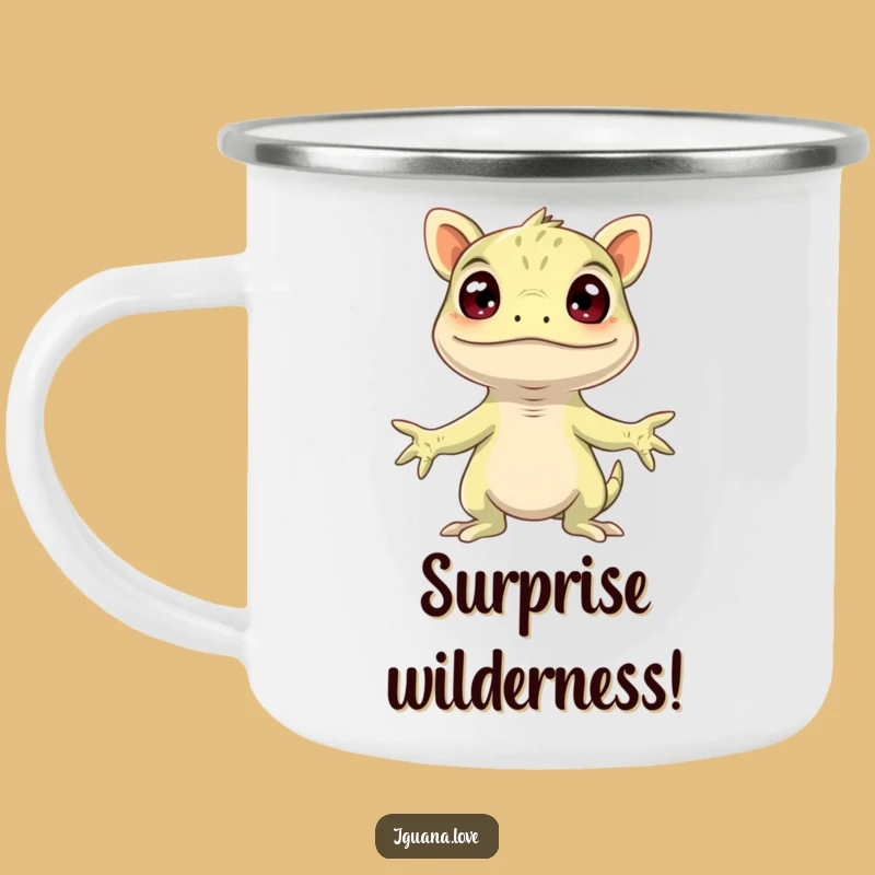 Funny Surprised Iguana Camping Mug - Outdoor & Comical Reaction Drinkware
