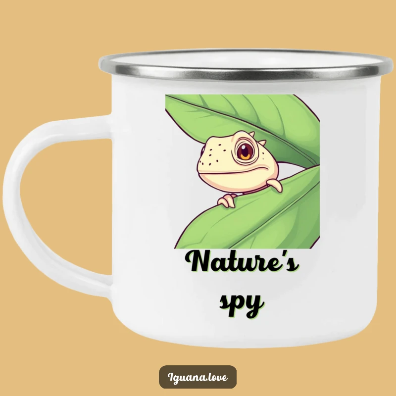 Funny Curious Iguana Camping Mug - Outdoor & Hilarious Reptile Drinkware