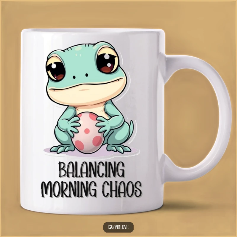 Funny Kawaii Iguana Mug: Adorable Balance Act Makes a Hilarious Gift