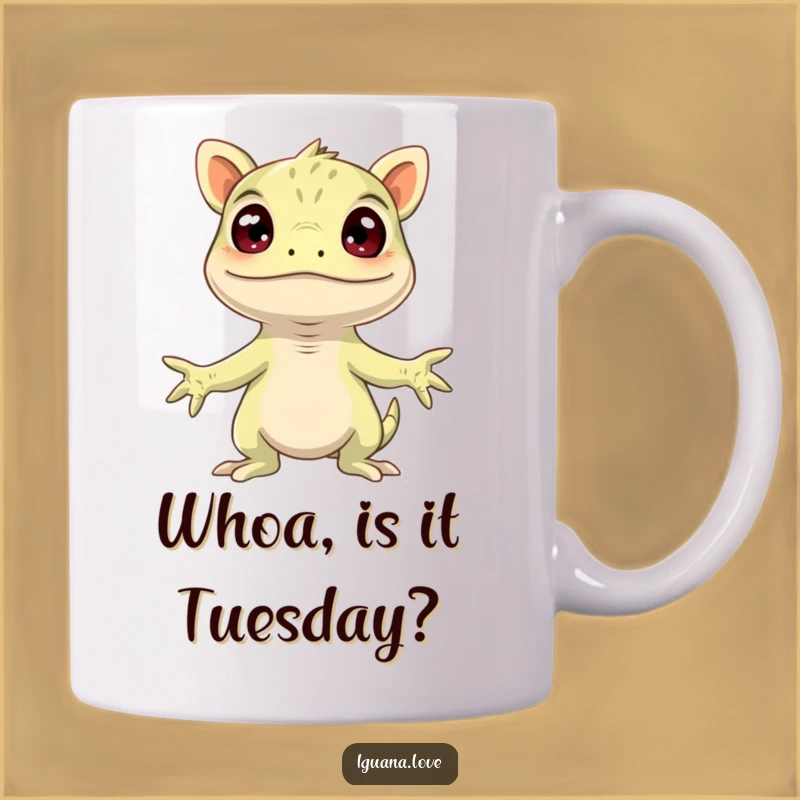 Funny Surprised Iguana Mug - Comical Reptile Reaction Gift