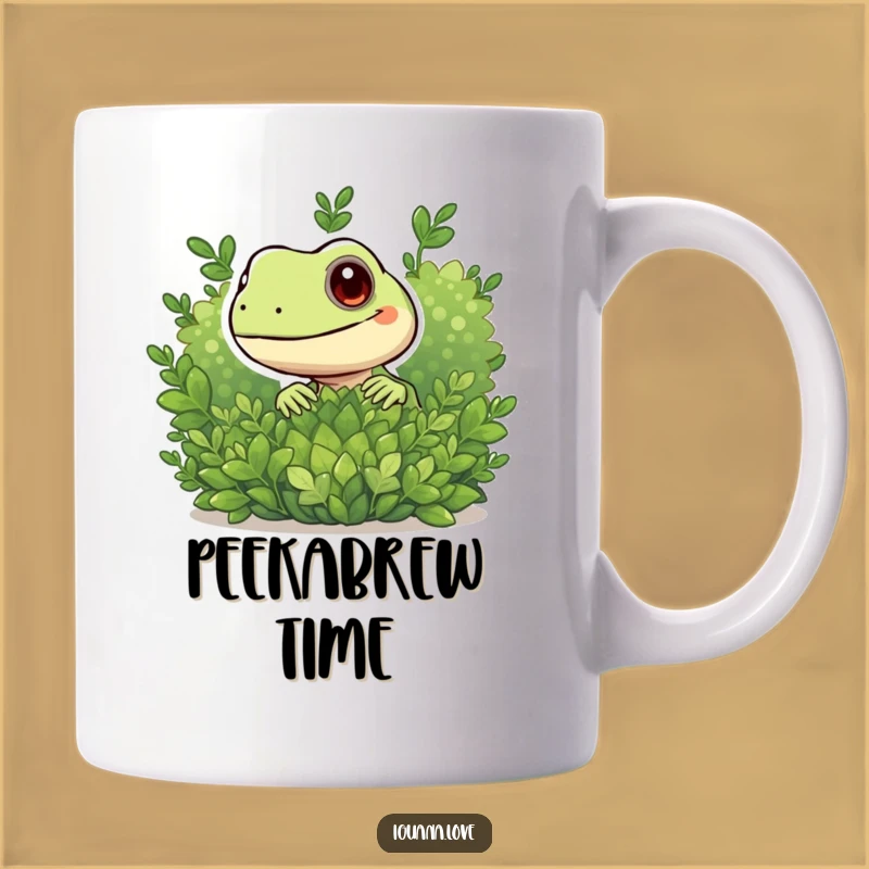 Funny Peeking Iguana Mug - Playful Bush Hiding Character Gift