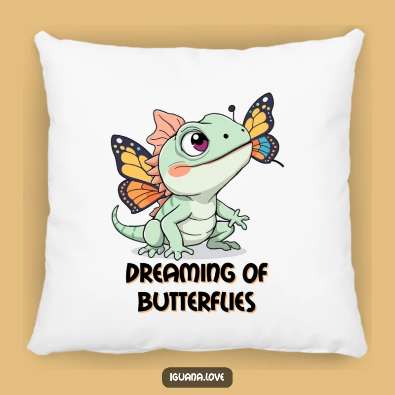 Funny Chasing Iguana Throw Pillow - Excited Eyes Cozy Nature Gift