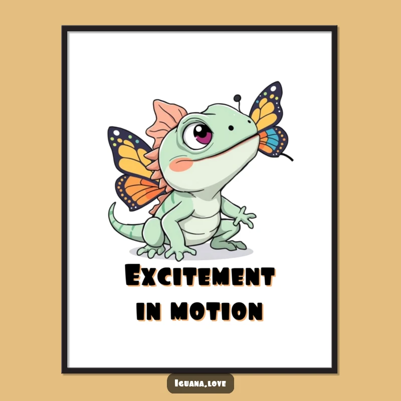 Funny Chasing Iguana Digital Art - Excited Eyes Printable Nature Gift