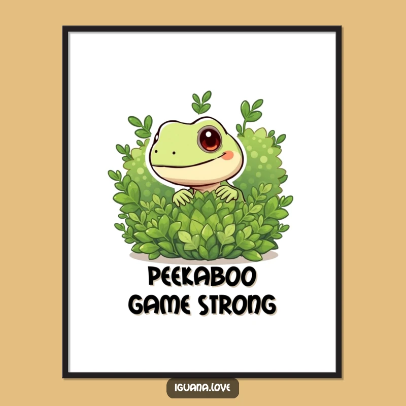 Funny Peeking Iguana Digital Art - Playful Character Printable Decor Gift