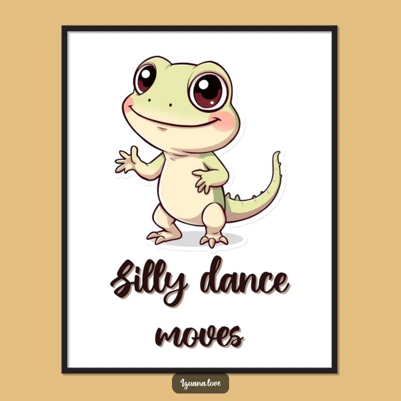 Funny Dancing Iguana Digital Art - Cheerful Character Printable Fun Decor Gift