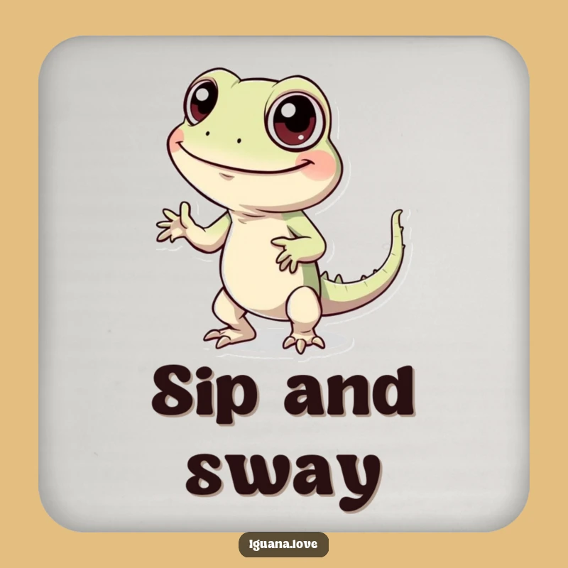 Funny Dancing Iguana Drink Coaster - Cheerful Character Party Fun Gift