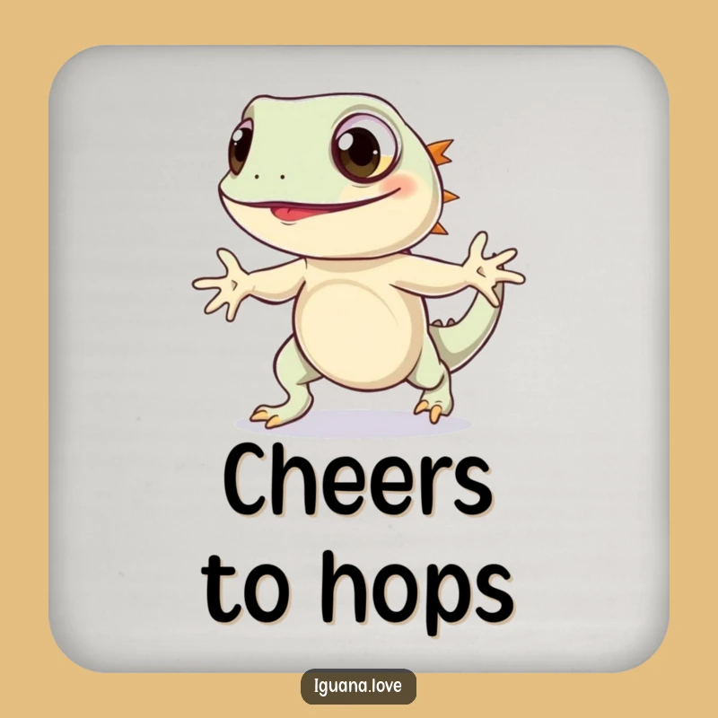 Funny Iguana Hop Coaster Set: Joyful Protection, Wide-Eyed Art, Cool Funny Gift