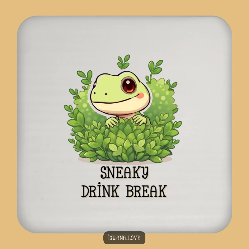 Funny Peeking Iguana Drink Coaster - Playful Character Surprise Gift