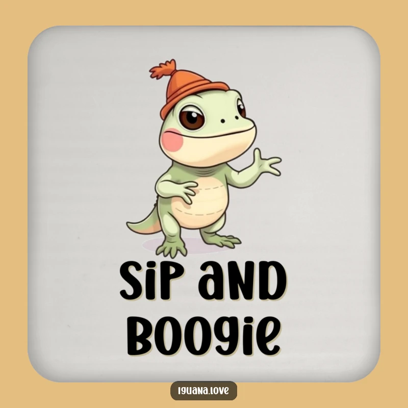 Funny Iguana Coaster: Silly Dance Design, Protects Surfaces with Fun!