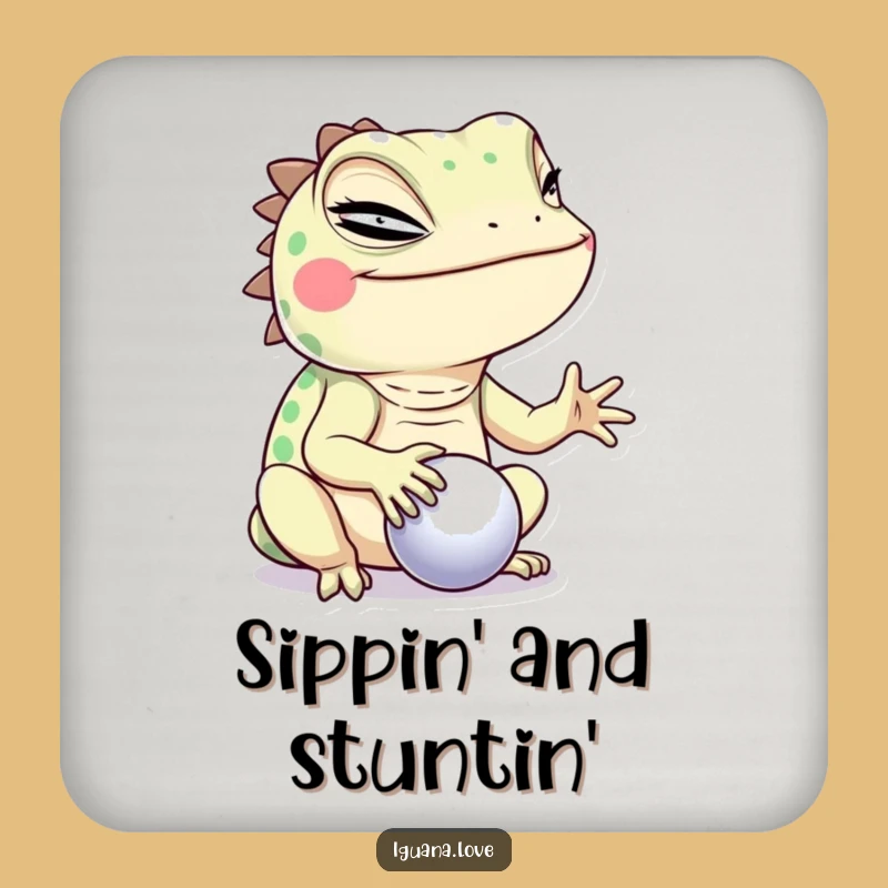 Funny Winking Iguana Coaster - Humorous Reptile Accessory