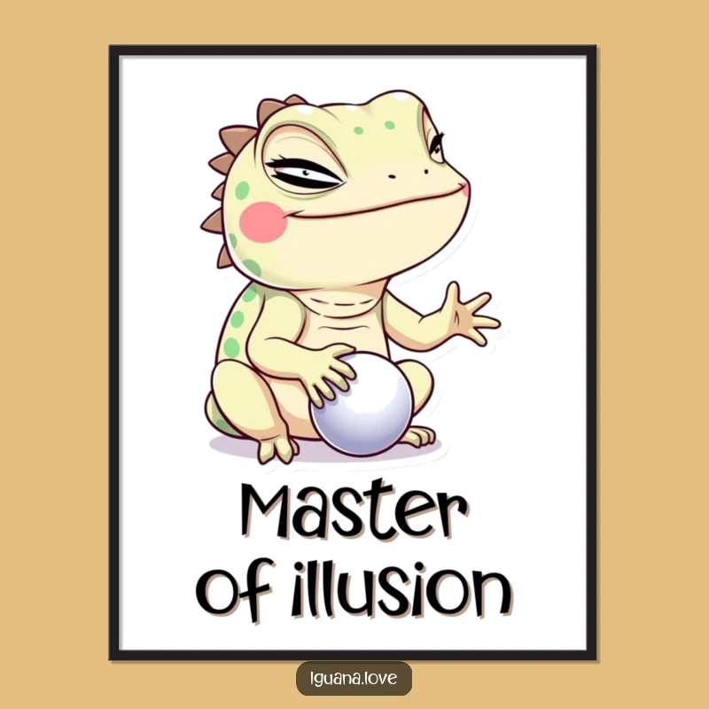 Funny Winking Iguana Poster - Humorous Reptile Art Print