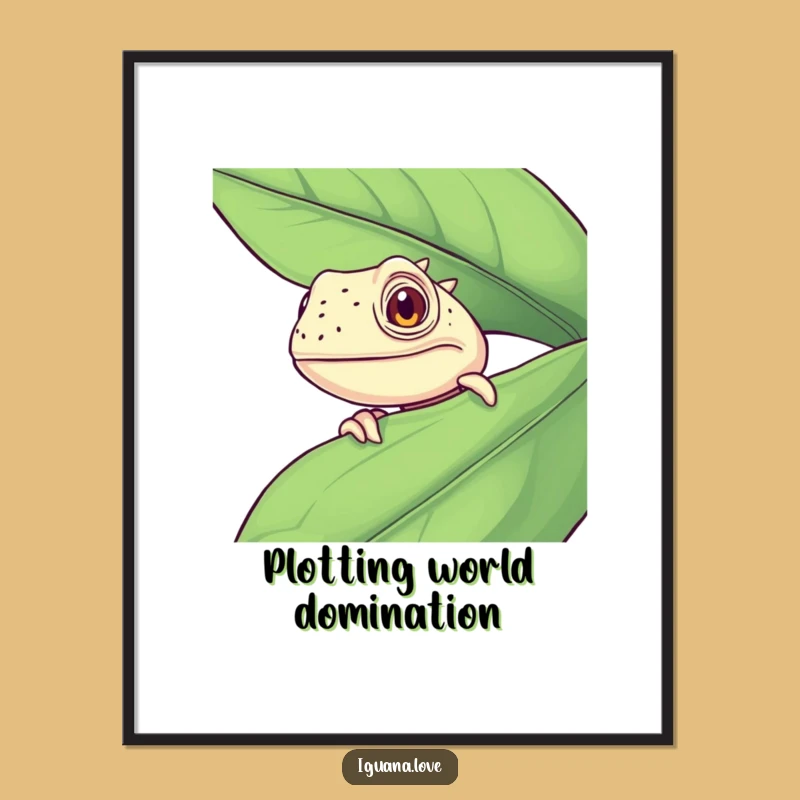 Funny Curious Iguana Poster - Humorous Reptile Art Print for Walls