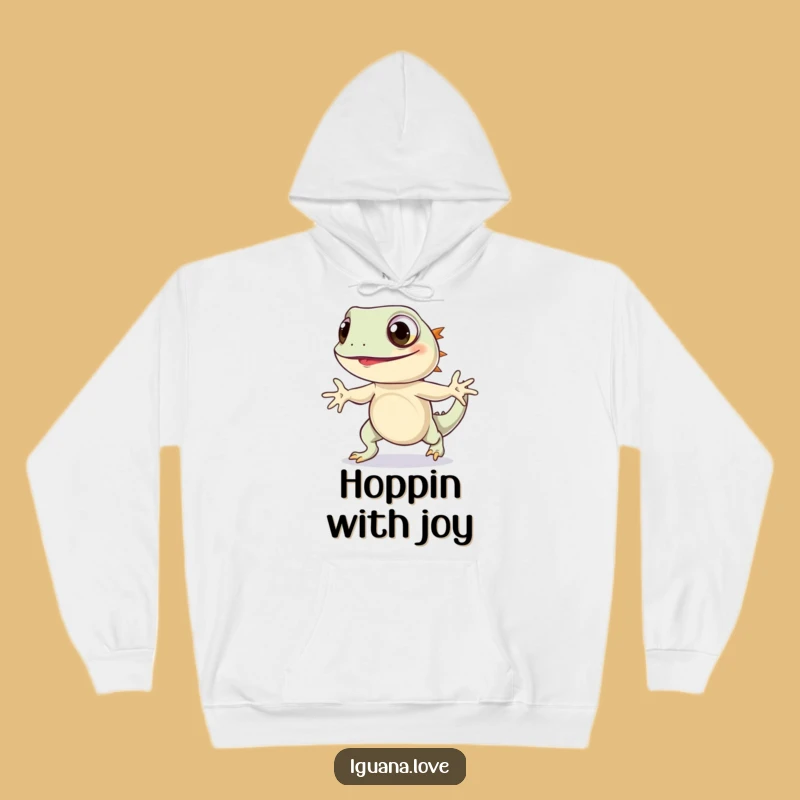 Cozy Funny Iguana Hop Hoodie: Wide-Eyed Comfort, Warm Funny Gift Apparel
