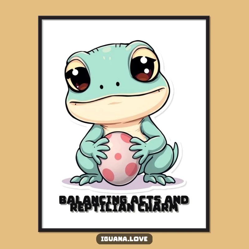 Free Printable Kawaii Iguana Wall Art - Adorable Downloadable Art for a Playful Room