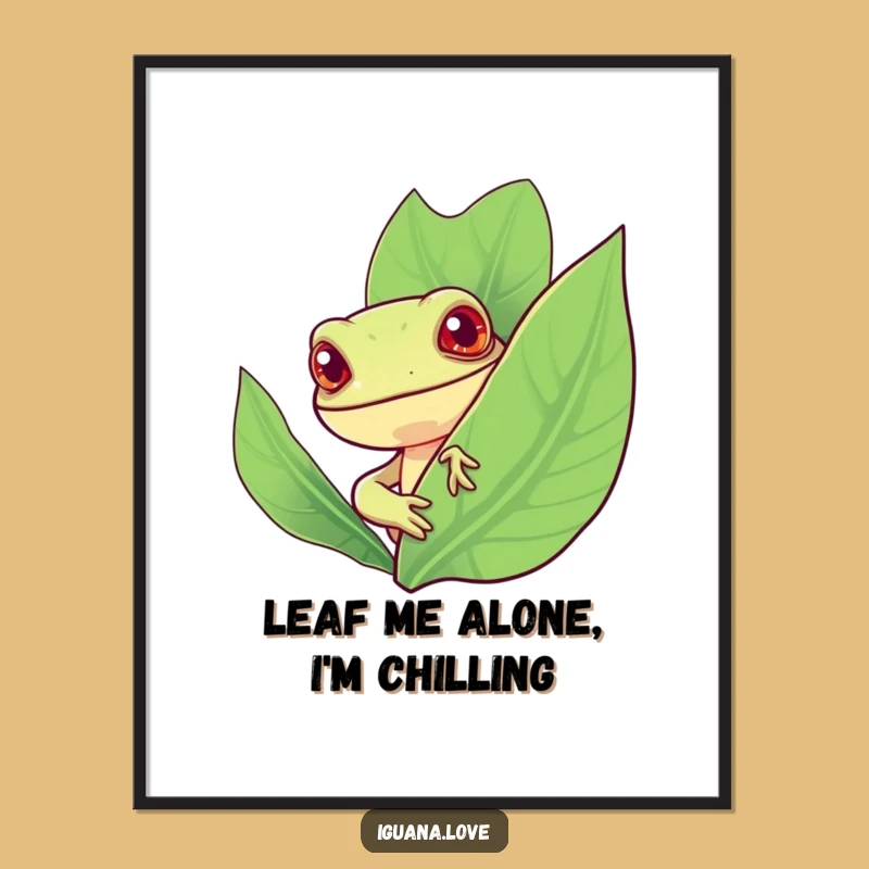 Free Printable Leaf Iguana Wall Art - Quirky Downloadable Art for a Playful Space