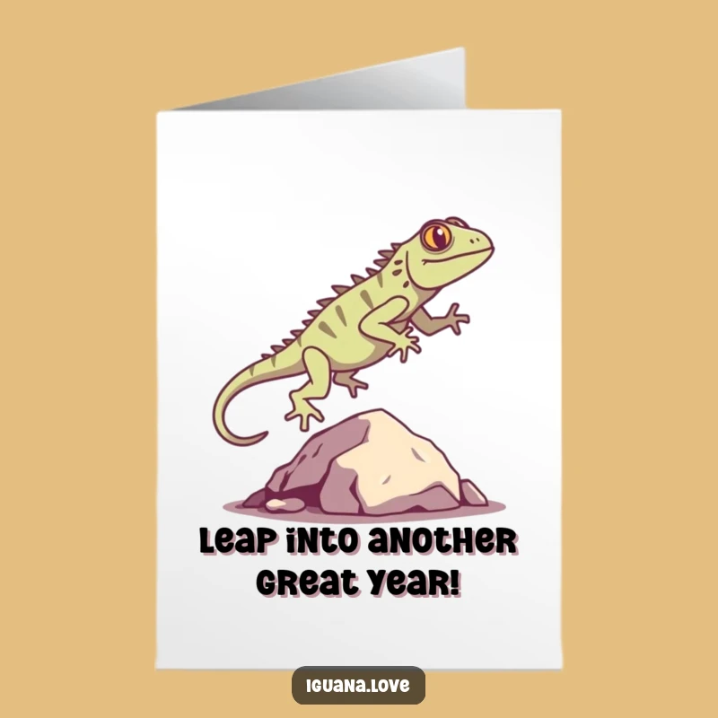 Free Printable Iguana Birthday Card: Funny Leap Design, Downloadable Gift