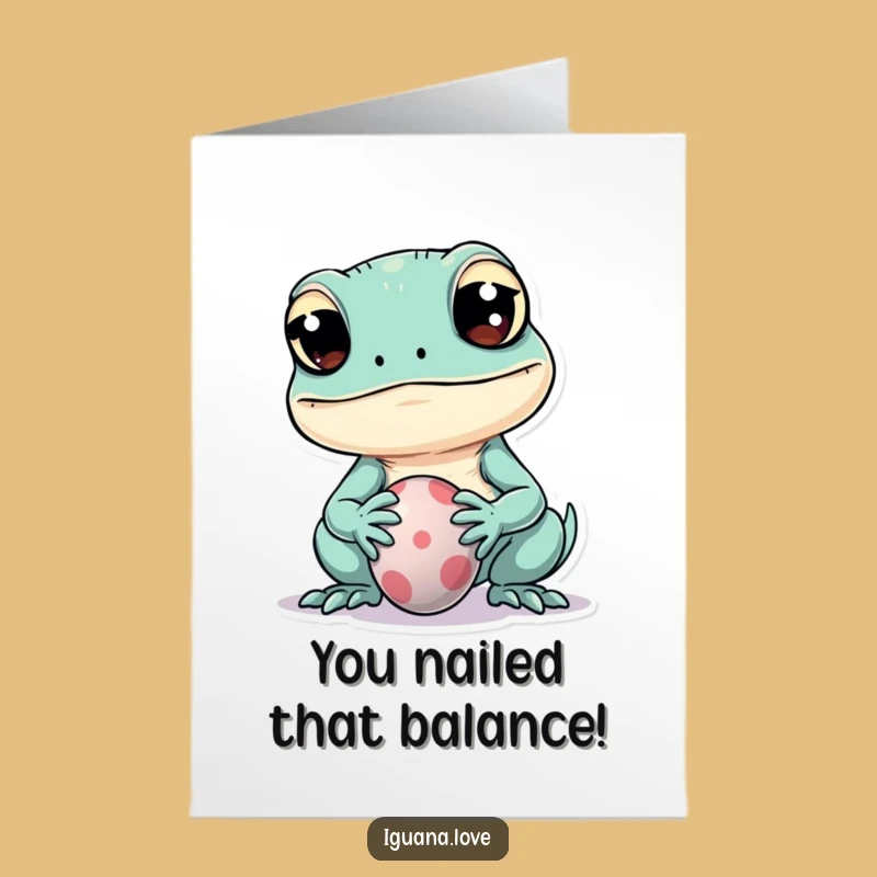 Free Printable Kawaii Iguana Congratulations Card - Humorous Downloadable for Triumphant Moments