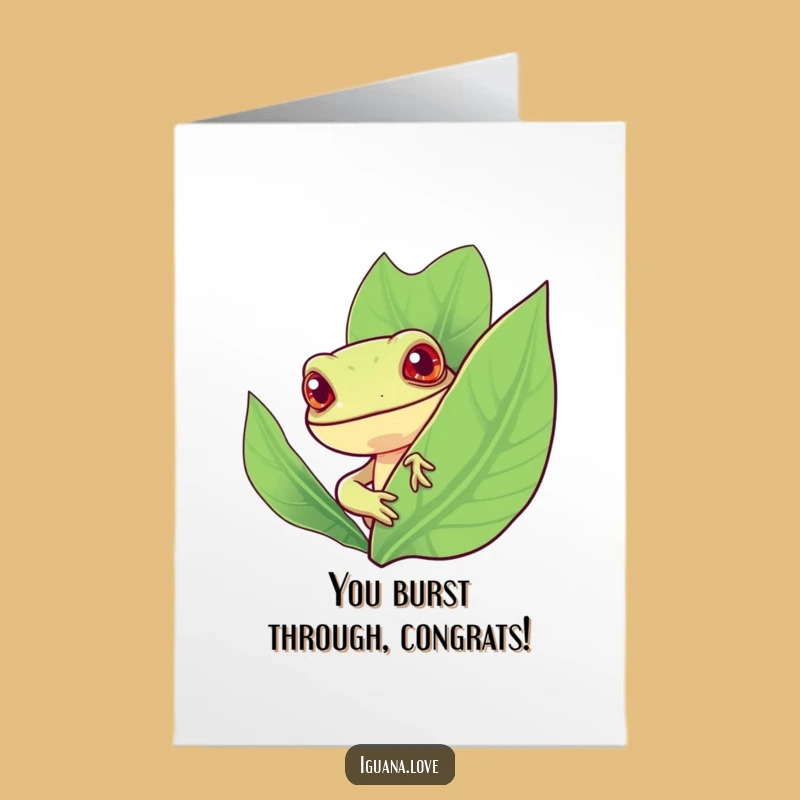 Free Printable Leaf Iguana Congratulations Card - Humorous Downloadable for Exciting News