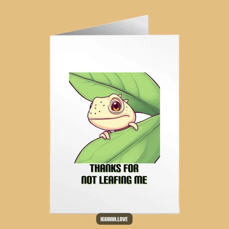 Free Printable Iguana Thank You Card: Humorous Peeking Reptile Downloadable Appreciation Gift