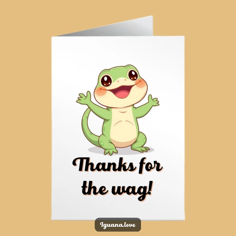Free Printable Thank You Card: Iguana Tail Wave - Funny Downloadable Gift