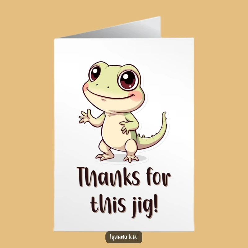 Free Printable Thank You Card: Silly Iguana Dance - Funny Downloadable Gift