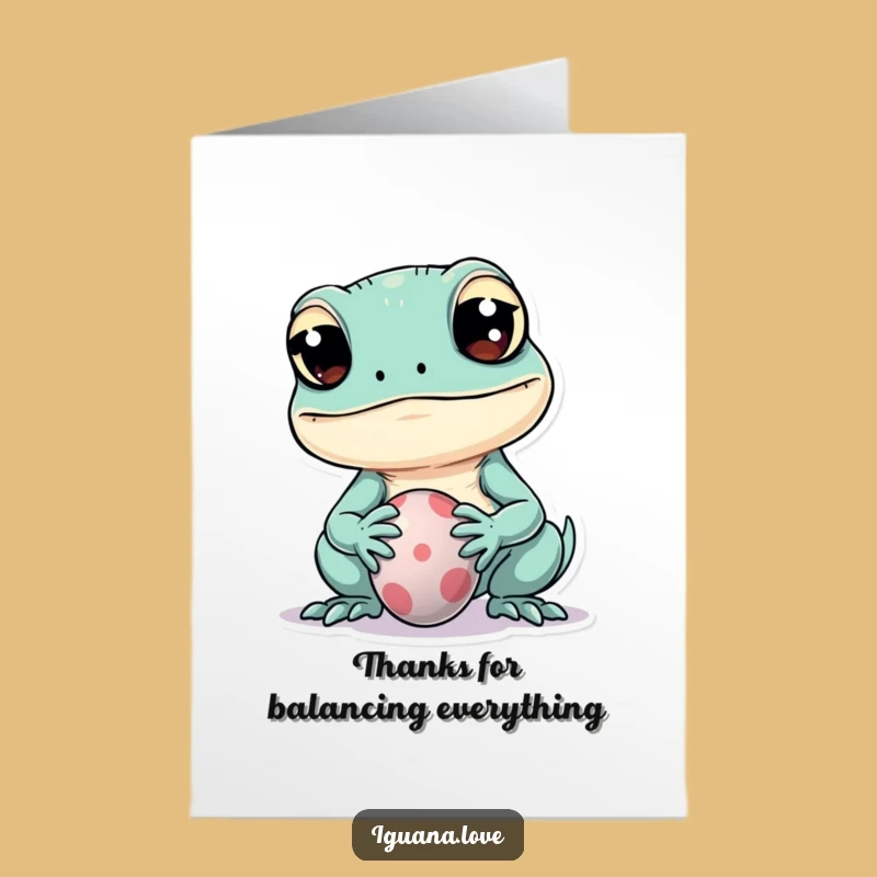 Free Printable Kawaii Iguana Thank You Card - Funny Downloadable Gratitude for Playful Support