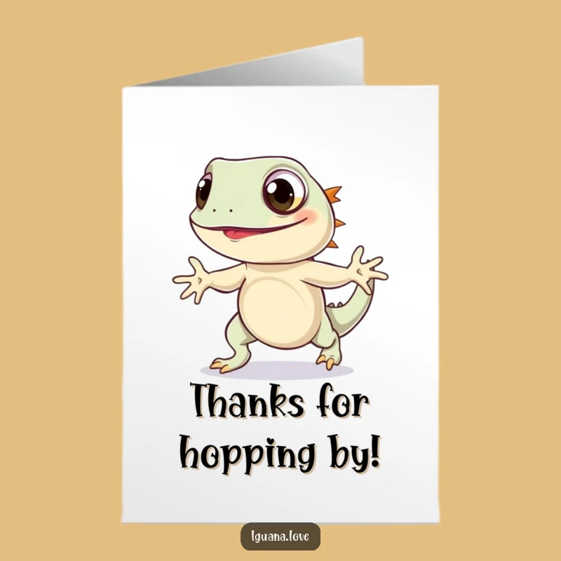 Free Printable Iguana Thank You Card: Joyful Hop, Funny Downloadable Gift