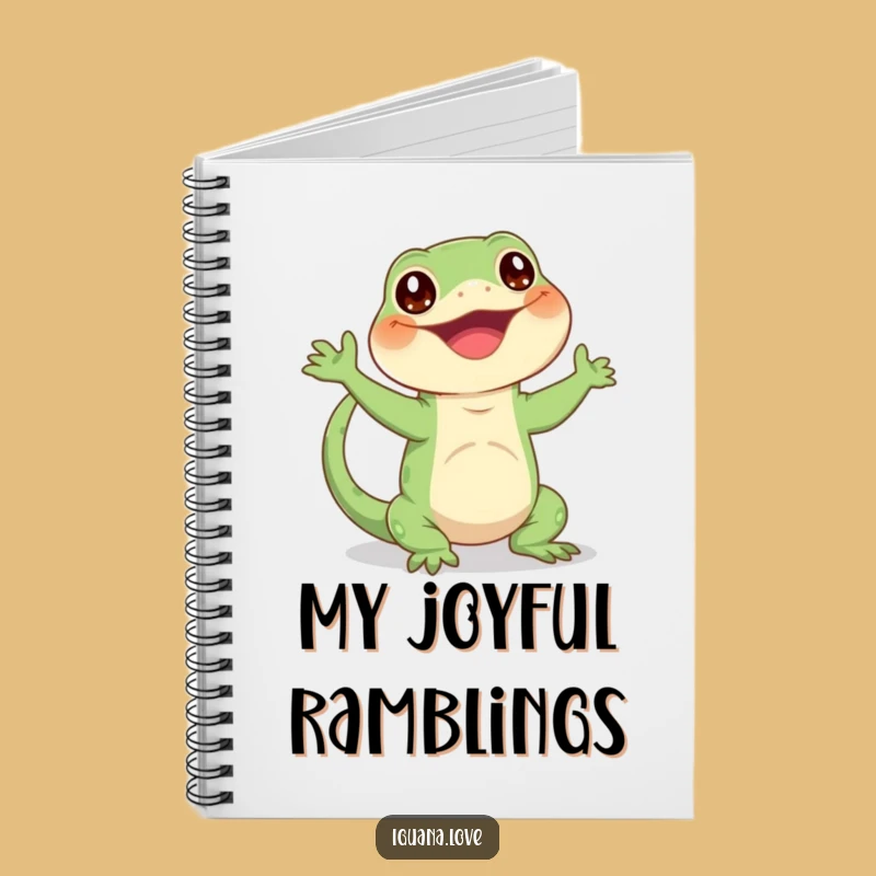 Funny Waving Iguana Notebook - Happy Enthusiastic Journal for Ideas Gift