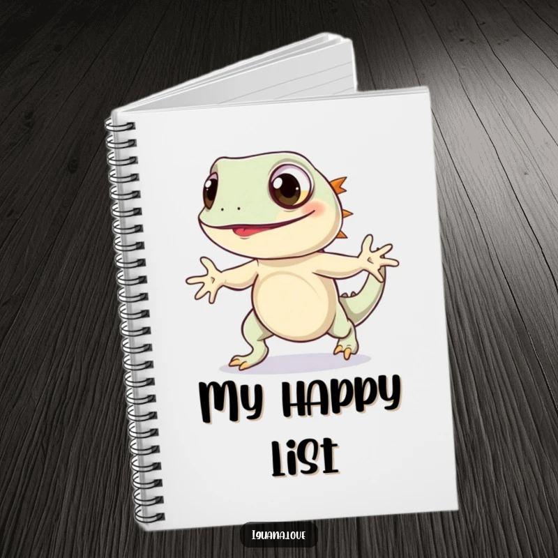 Funny Iguana Hop Notebook features a wide-eyed iguana doing a joyful hop, perfect for note-taking, journaling, or sketching with a whimsical touch.