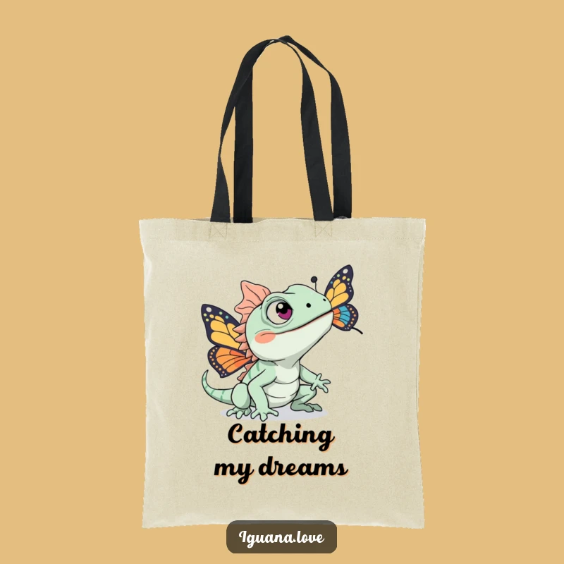 Funny Chasing Iguana Tote Bag - Excited Eyes Everyday Hunt Gift