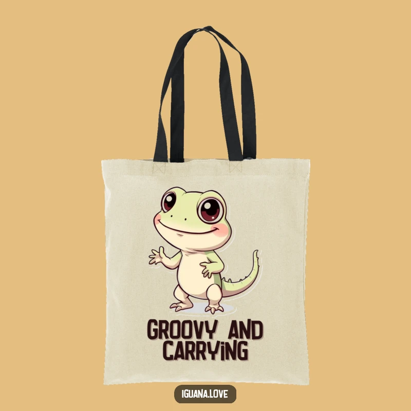 Funny Dancing Iguana Tote Bag - Cheerful Character Everyday Fun Gift