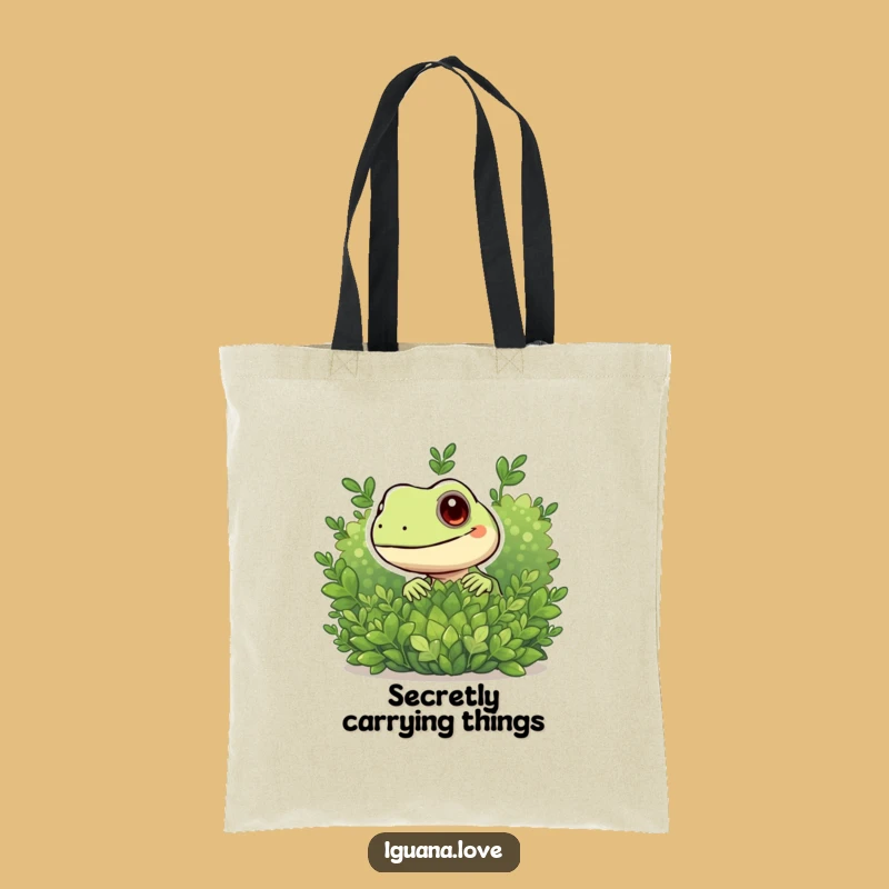 Funny Peeking Iguana Tote Bag - Playful Character Everyday Surprise Gift