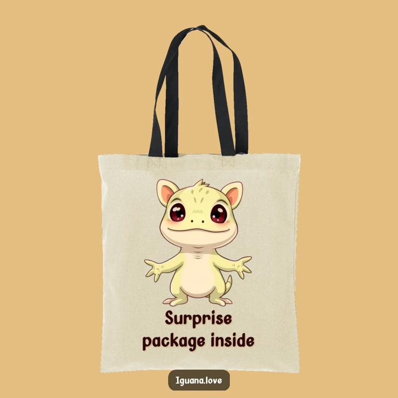 Funny Surprised Iguana Tote Bag - Stylish & Comical Reptile Accessory